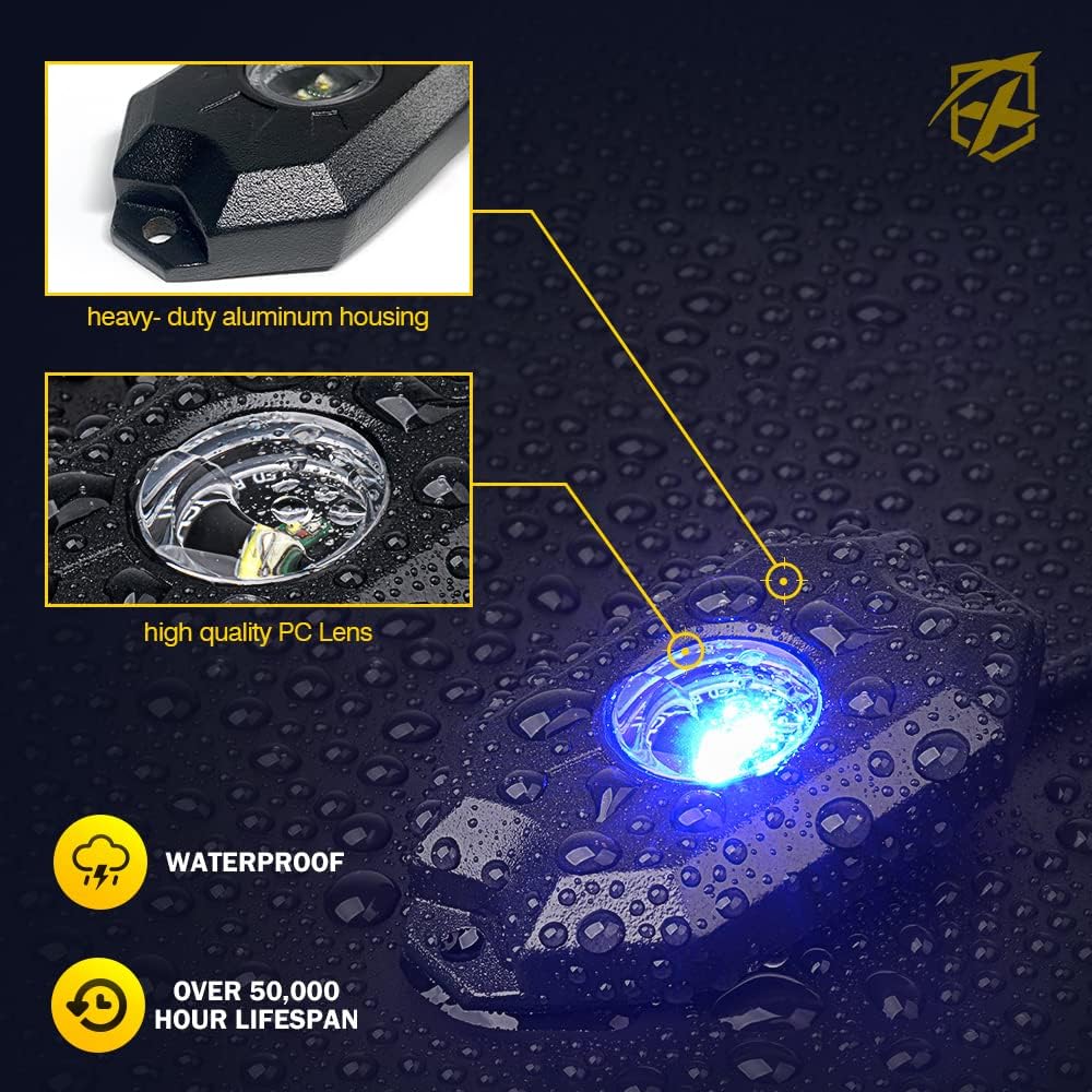 Multicolor LED Rock Lights Kit with Bluetooth Remote, 8 Pods J4492