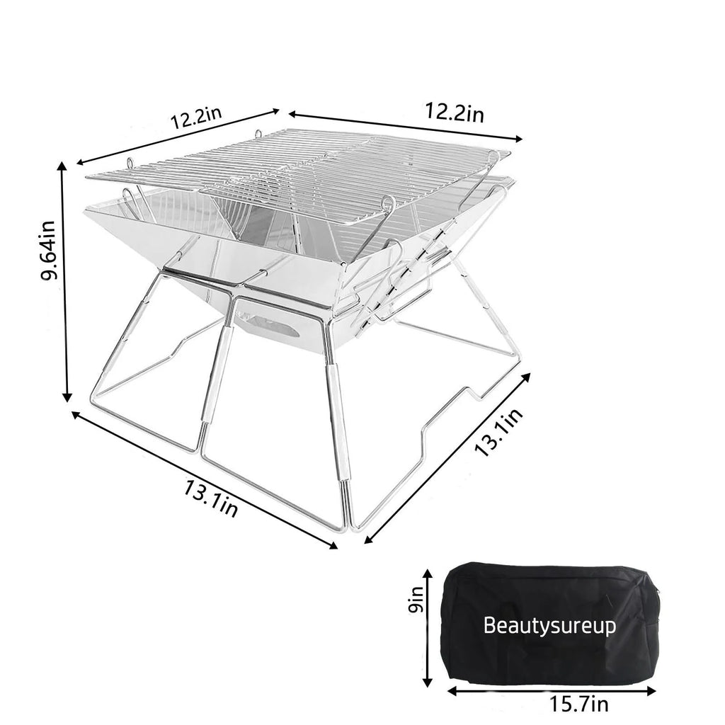 Charcoal Folding Stainless Steel BBQ Grill Q36880