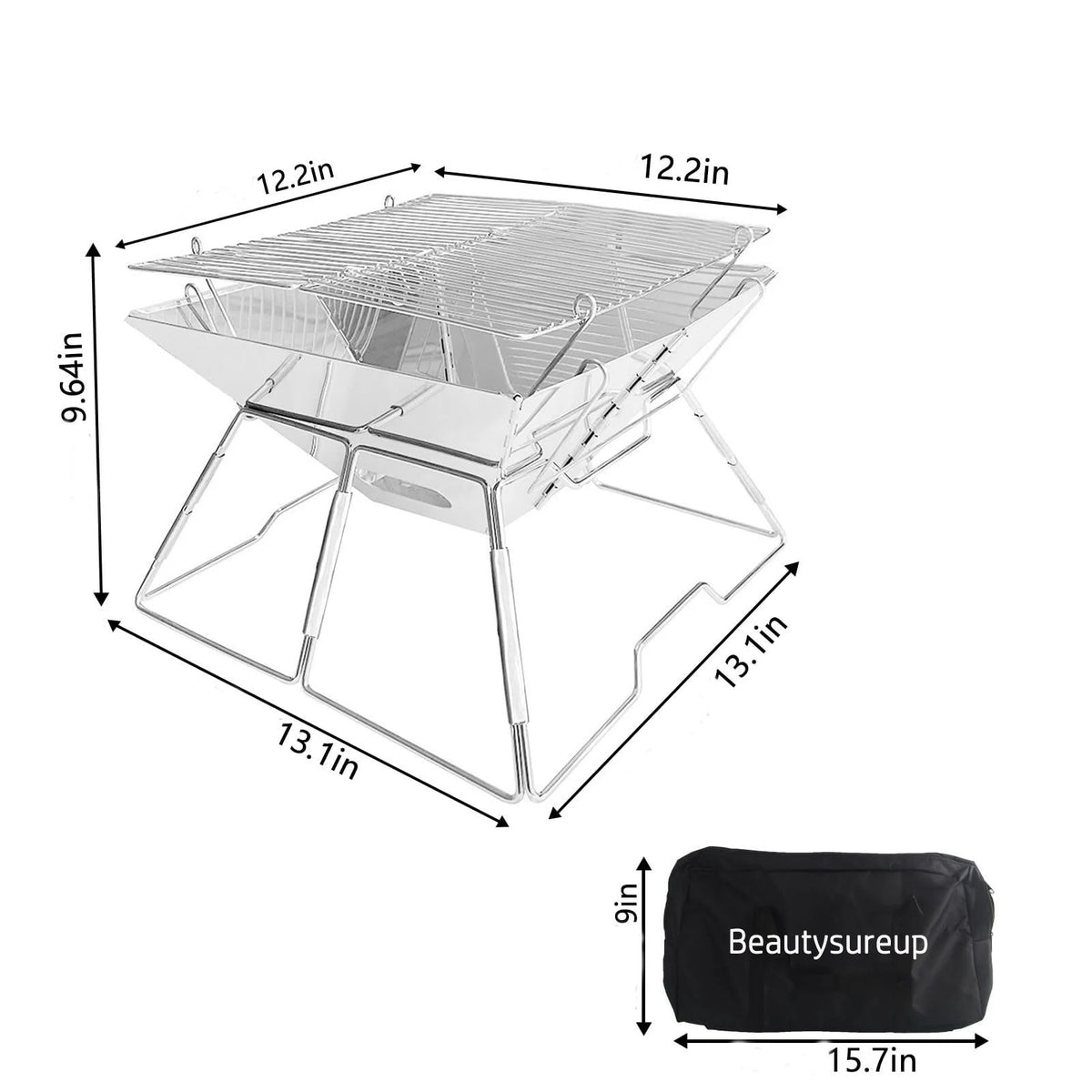 Charcoal Folding Stainless Steel BBQ Grill Q36880