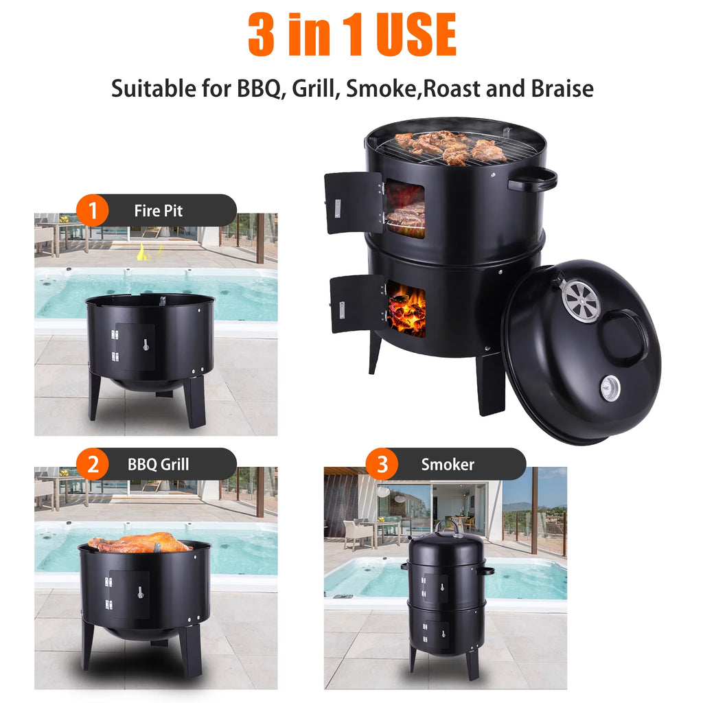 Portable Charcoal Smoker Grill O259