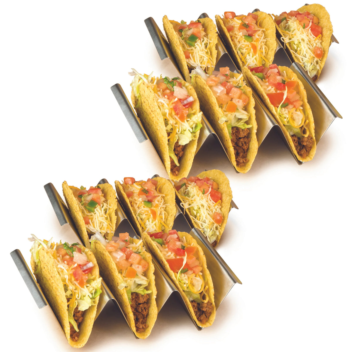 Stainless Steel 4-Piece Taco Holder Tray Set O3169