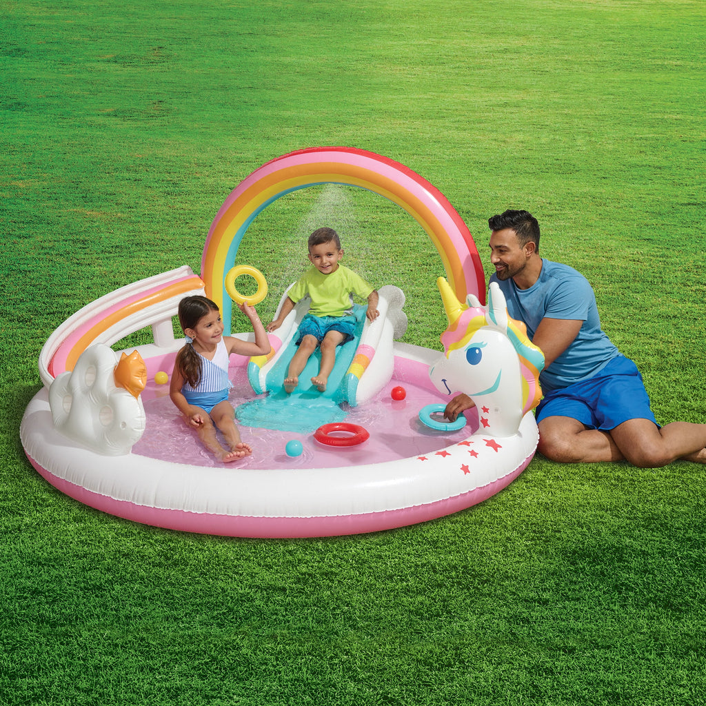 Rainbow Unicorn Kids Splash Pool with Sprinkler F50619