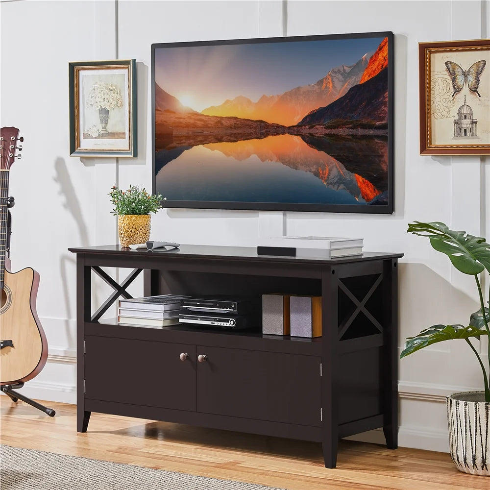 Espresso TV Stand with Storage and 2 Doors G6521