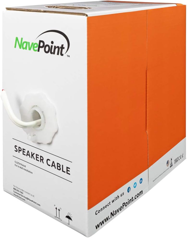 250ft 18/4 AWG 4 Conductor White Speaker Cable Y46015