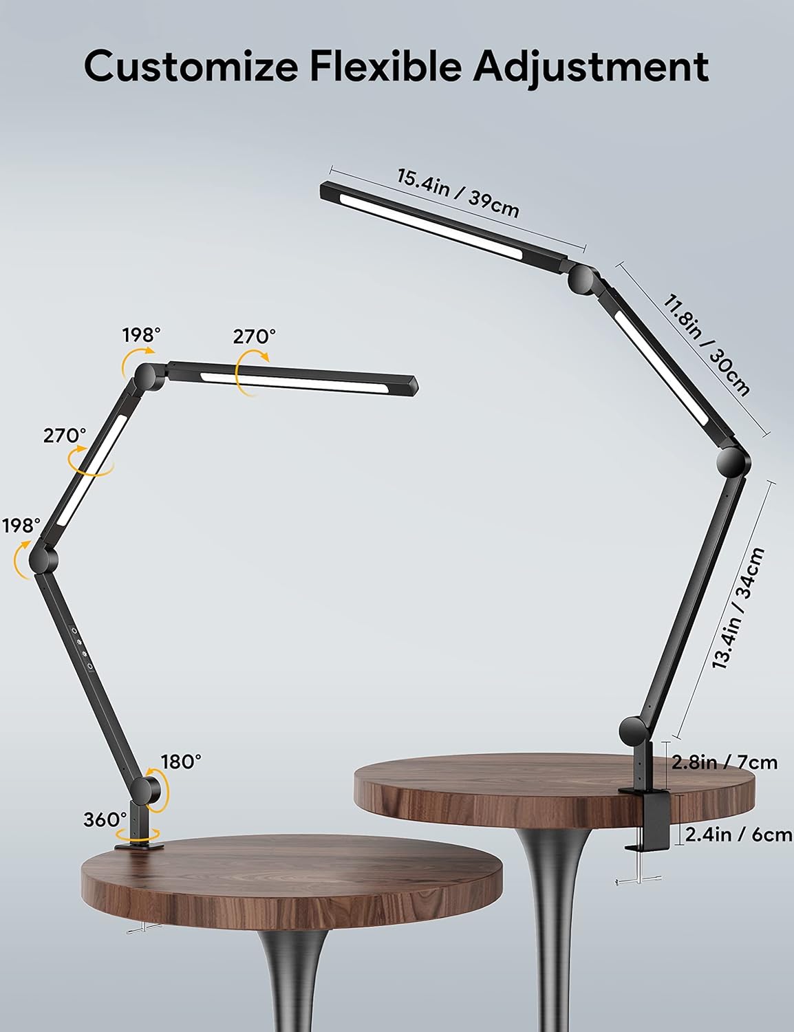 LED Desk Lamp with Clamp, Dimmable 4 Color Modes & 4 Brightness, Eye-Caring Clip-on Lamp U5158