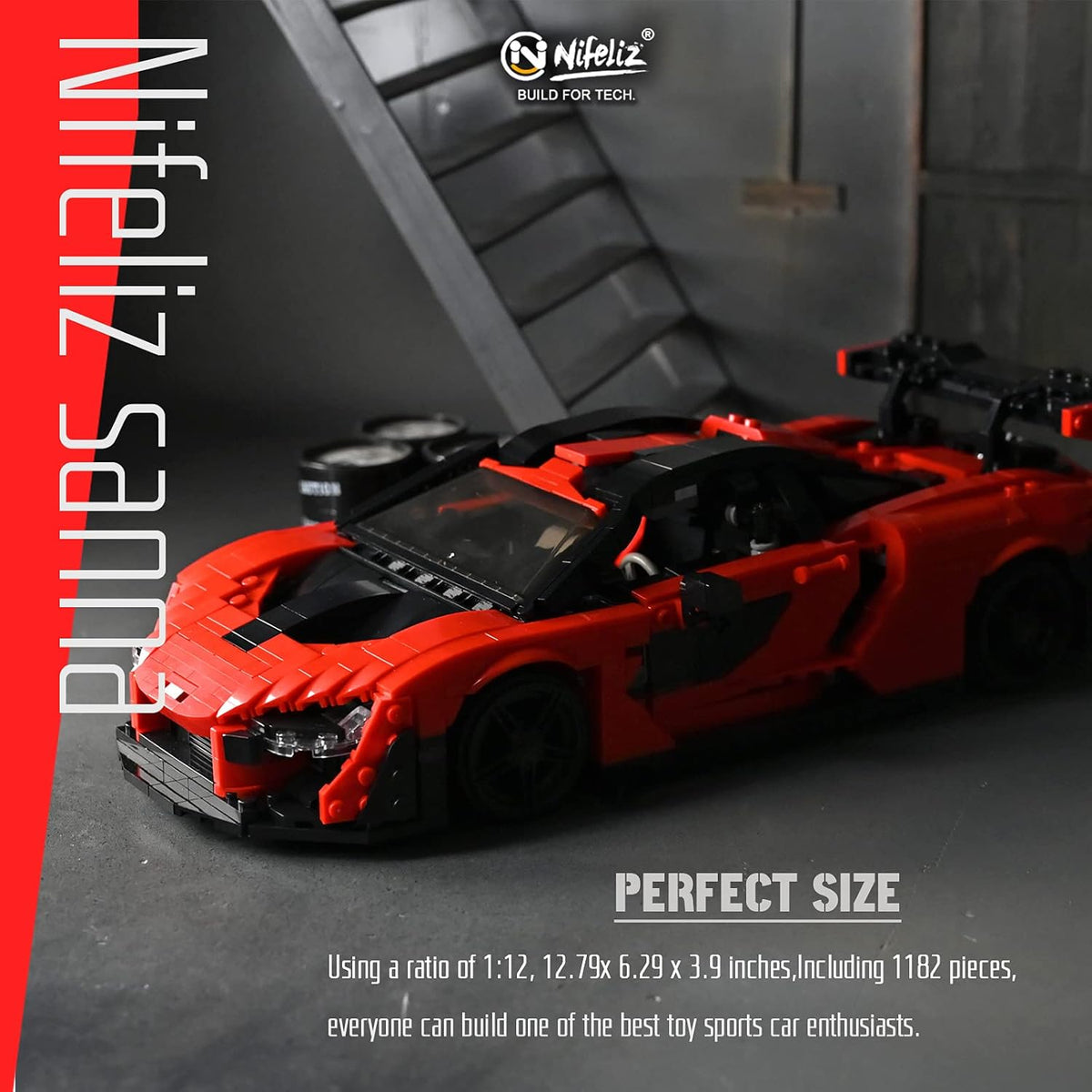 1:12 Scale Sports Car Building Blocks Set (1182 Pcs) G78558