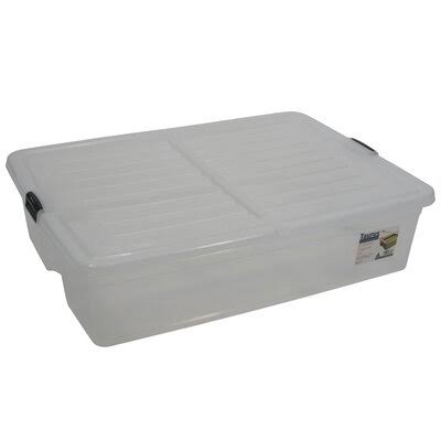 Clear 10 Gallon Underbed Storage Plastic Tubs and Totes Set of 3 F60790