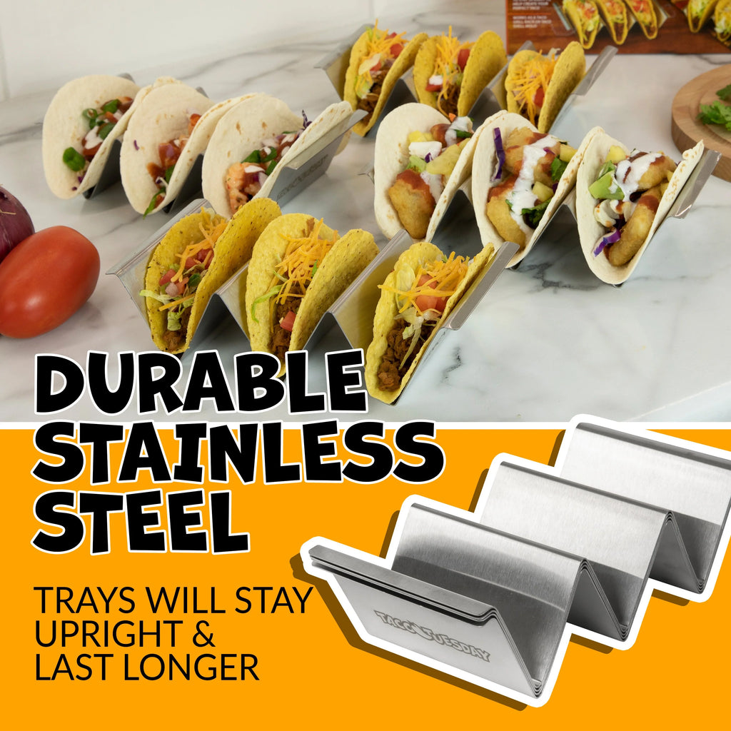 Stainless Steel 4-Piece Taco Holder Tray Set O3169