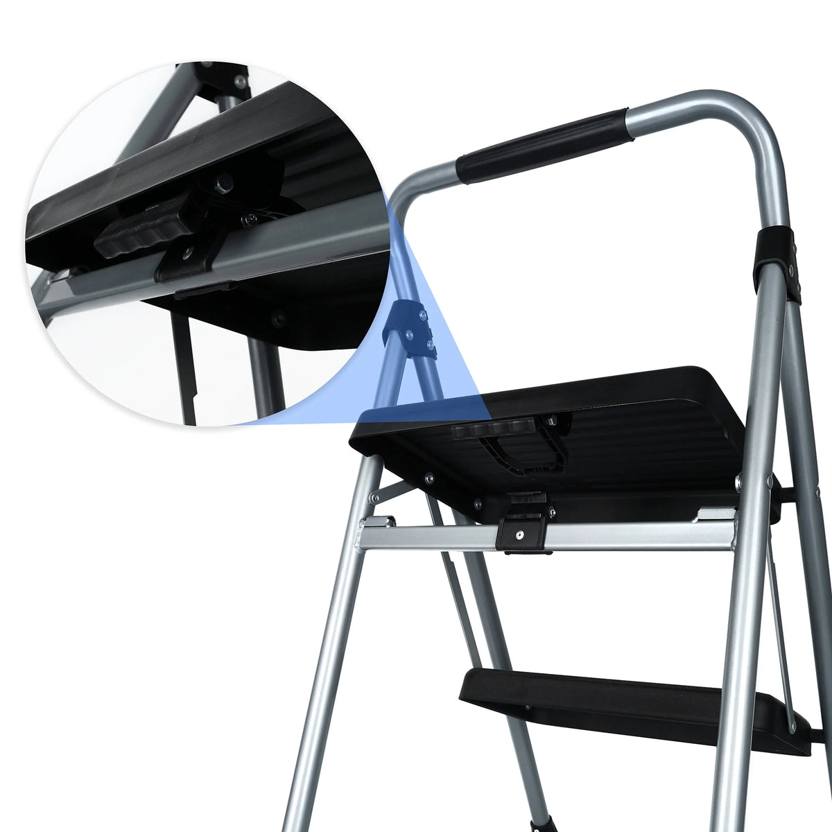Gray & Black 2-Step Steel Foldable Step Stool F750
