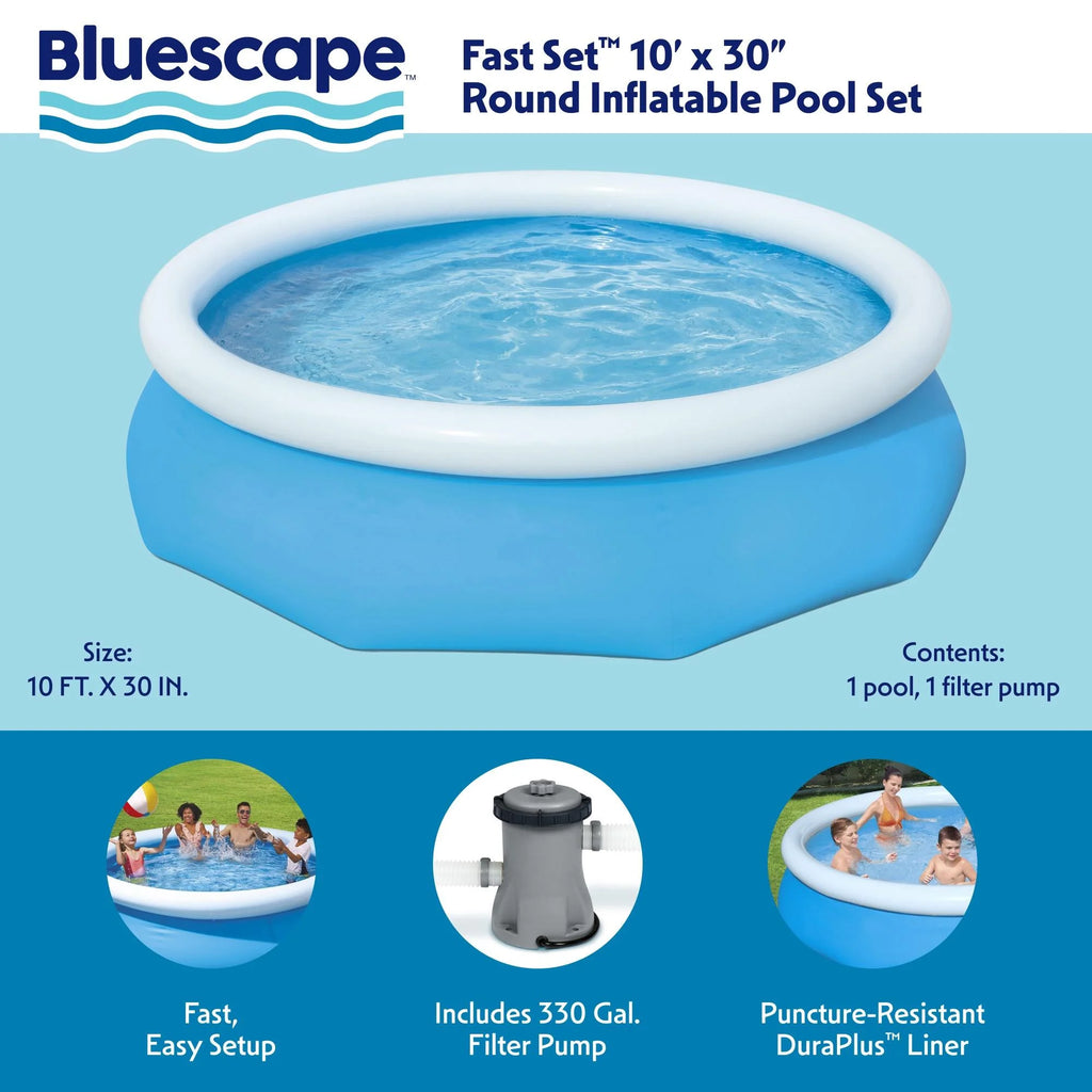 10' x 30" Round Inflatable Above Ground Pool Set N844