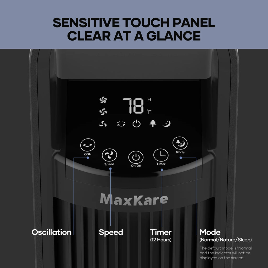 36in Tower Fan with Oscillation, Remote Control, 3 Speeds Q600125