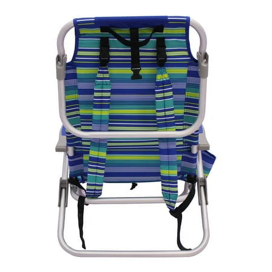2-Pack Lay-Flat Backpack Chair Blue & Green Stripe K963