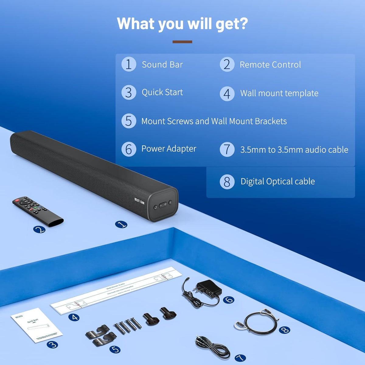 100W Wireless TV Sound Bar with HDMI-ARC X47872