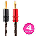 14AWG Braided Speaker Wire 4 Pack with Banana Plug Connectors U9133