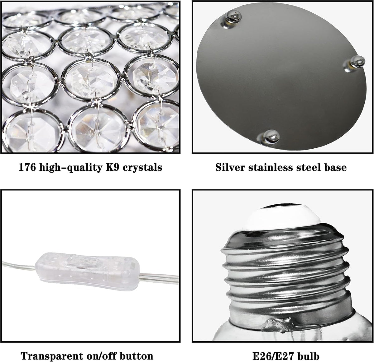 Silver K9 Crystal Table Lamp U386990