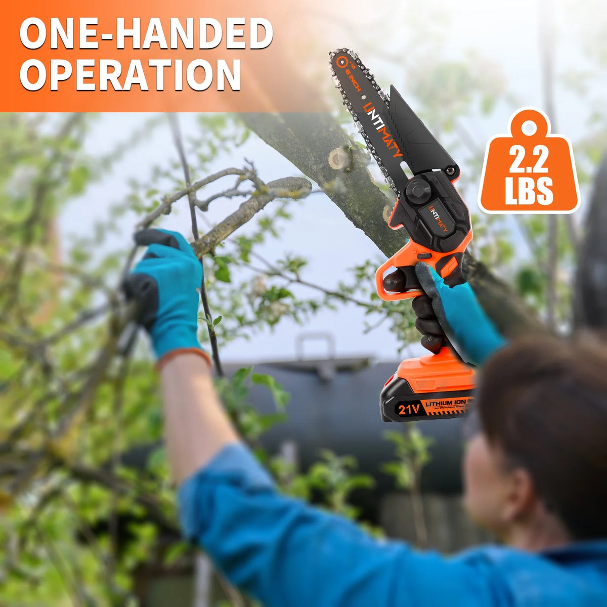 6 Inch Cordless Mini Chainsaw with 2 Batteries 2 Chains F4593