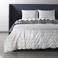Blue Cotton Percale Reversible Duvet Cover Set Queen P81417