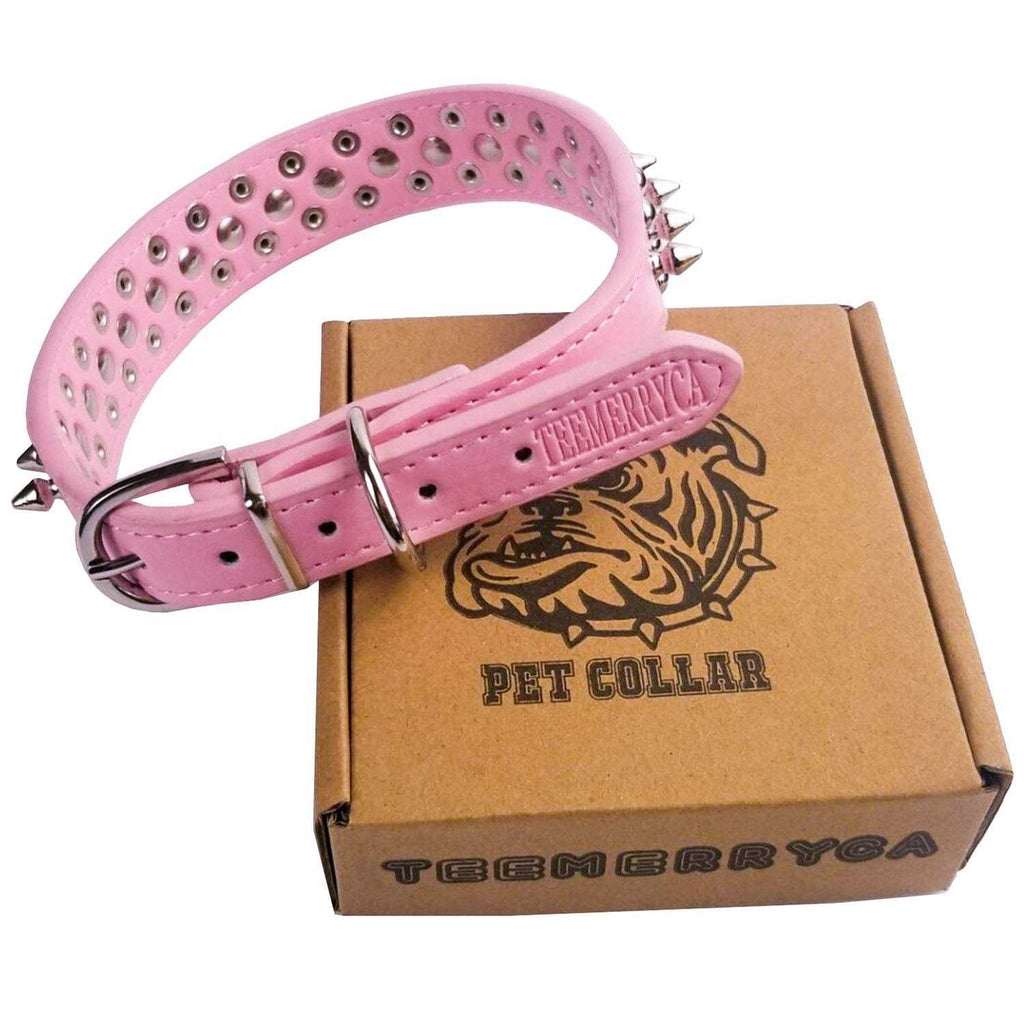 Adjustable Leather Spiked Studded Dog Collar H3955
