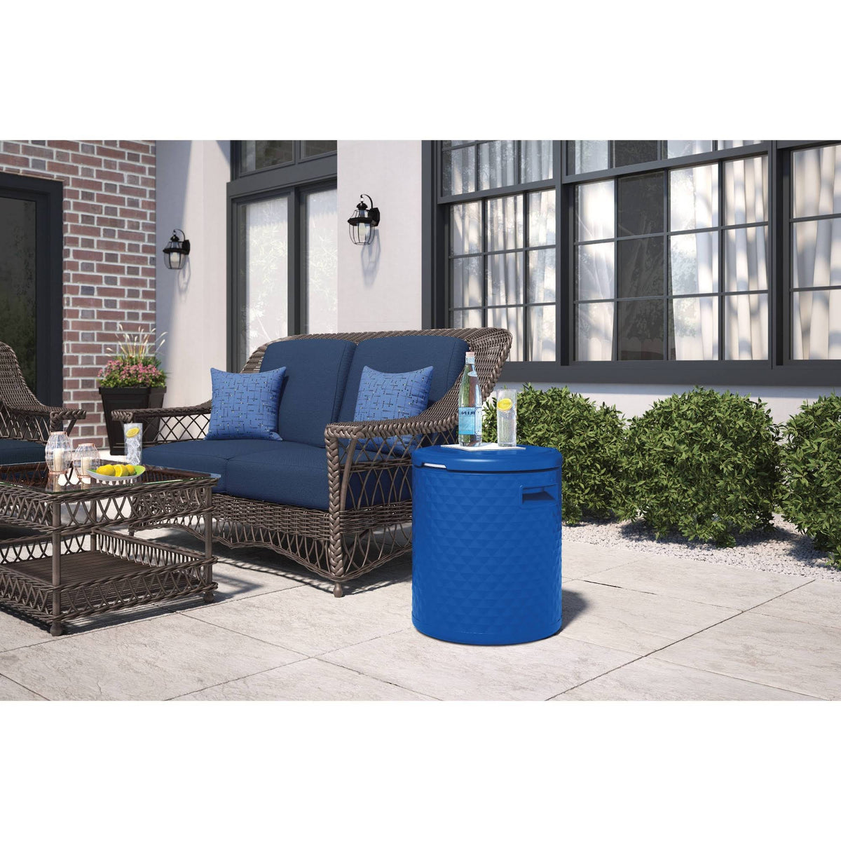 54 Qt. 3-in-1 Cooler Side Table and Stool, Blue G306