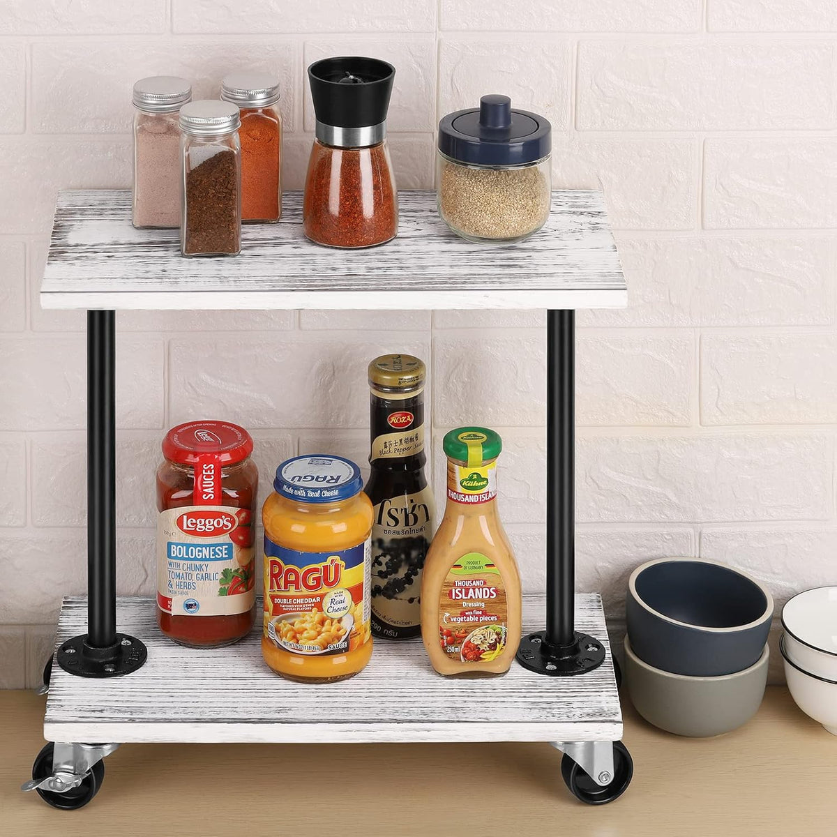 Narrow End Table with Wheels O996789