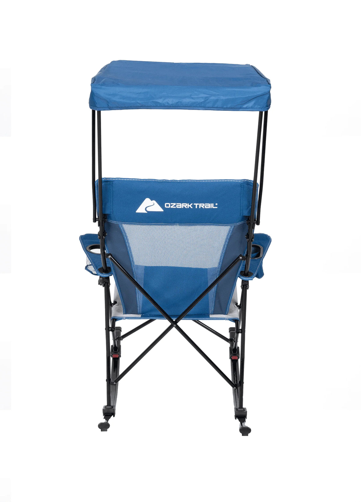 Blue and Grey Mesh Rocking Camp Chair with Canopy O294075
