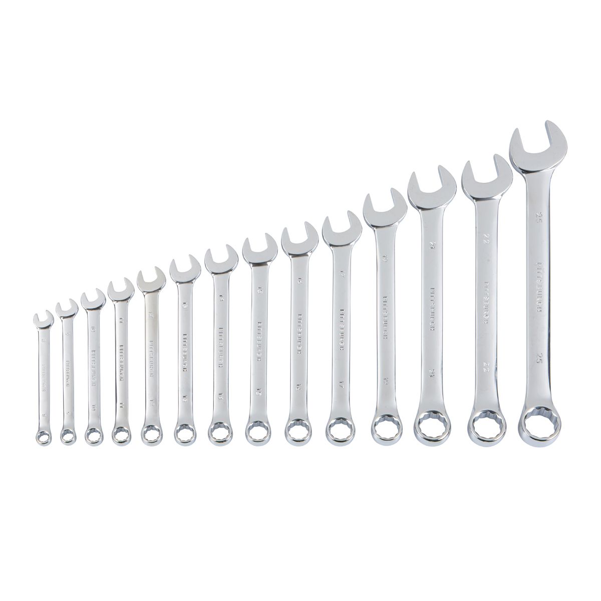 Fully Polished Metric Combination Wrench Set, 14-Piece F704