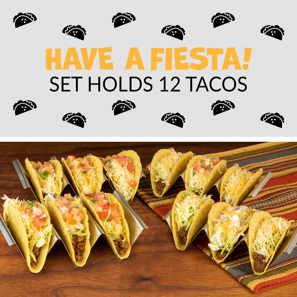 Stainless Steel 4-Piece Taco Holder Tray Set O3169