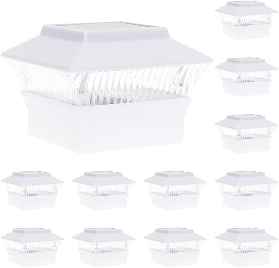 White 4 Pack Solar LED Fence Post Cap Lights Q58607