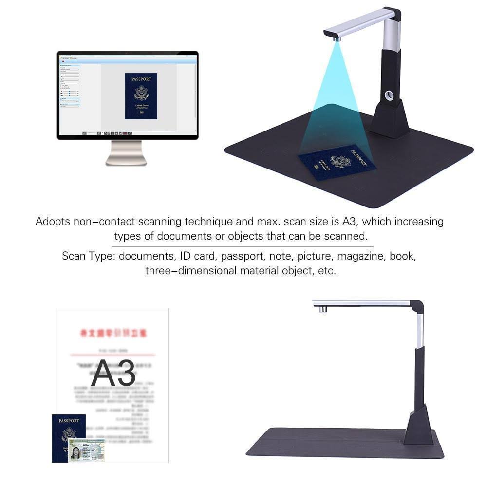 Portable Adjustable A3 Document Camera Scanner with OCR LED Light S755