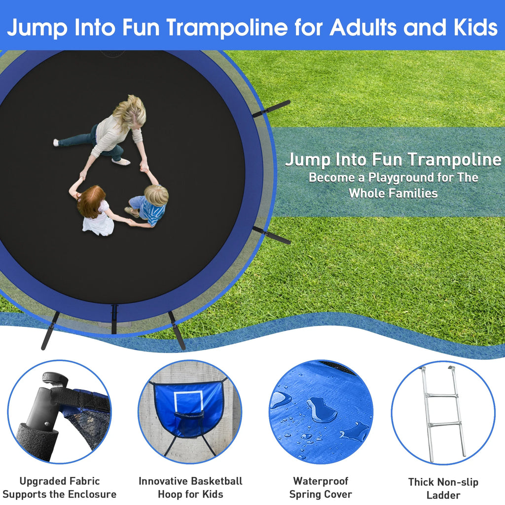 16FT 1500LBS Trampoline with Enclosure and Basketball Hoop X3074