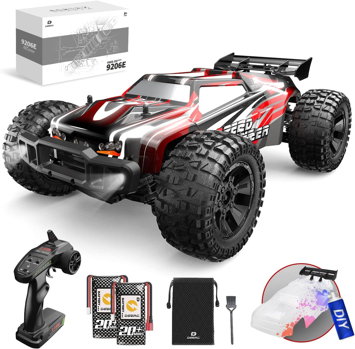 1:14 Scale Remote Control Car 40 KM/H 4WD Off Road Monster Truck with 2 Rechargeable Battery X39425