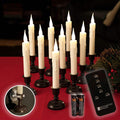 Set of 10 Flameless Ivory Window Candles with Gold Candle Stands P272