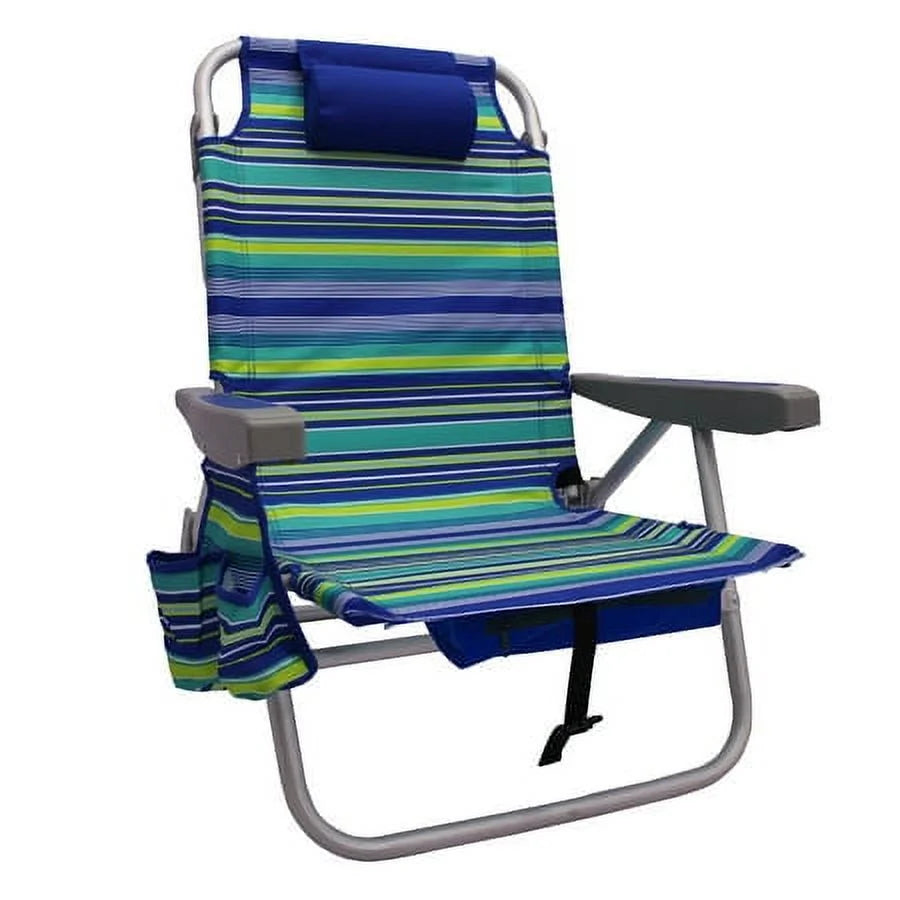2-Pack Lay-Flat Backpack Chair Blue & Green Stripe K963