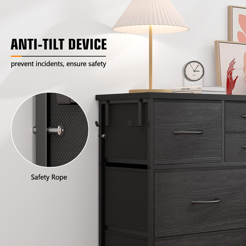 Brown 10 Drawer Fabric Dresser H81908