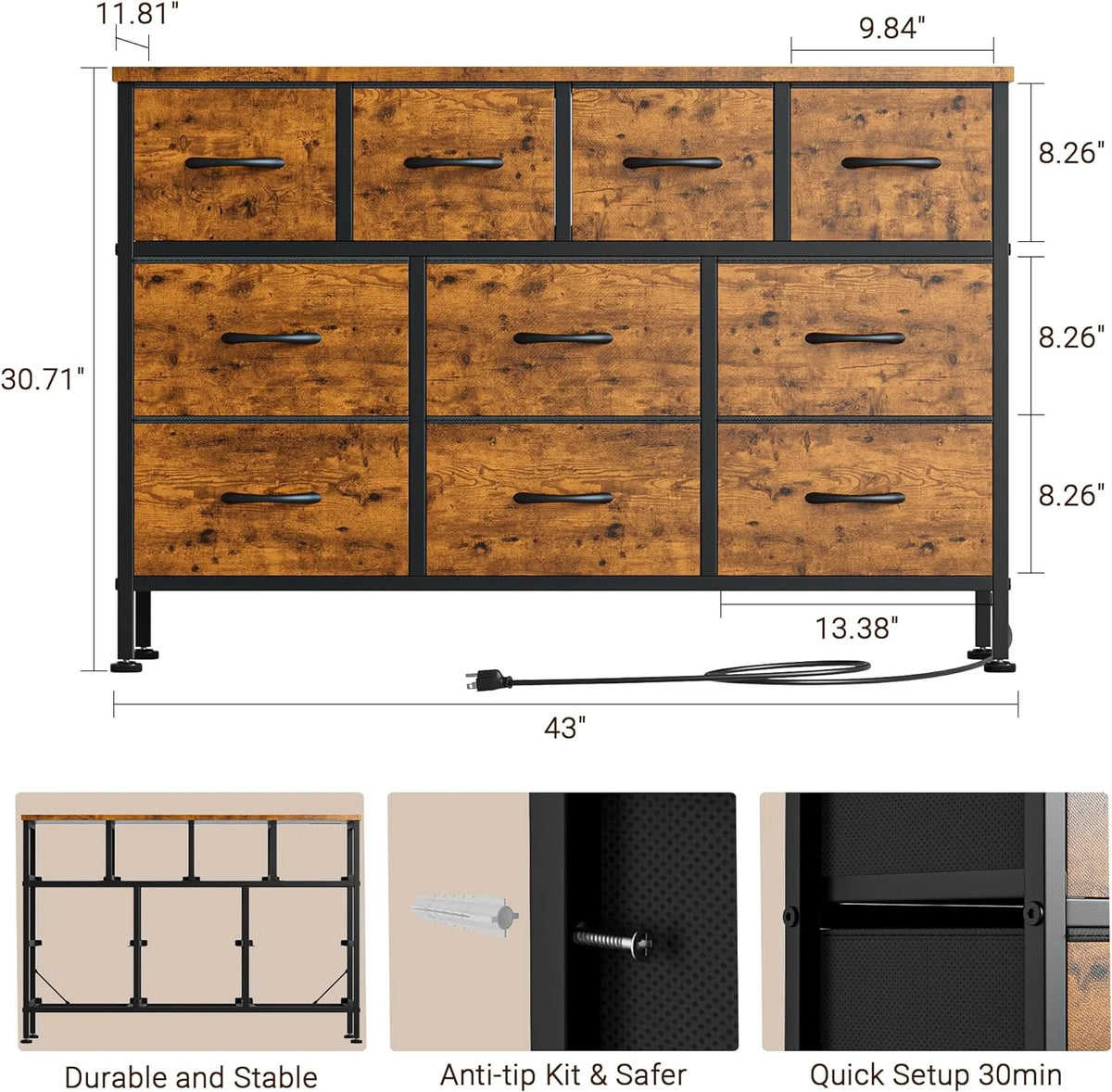 Brown 10 Drawers Dresser H79479
