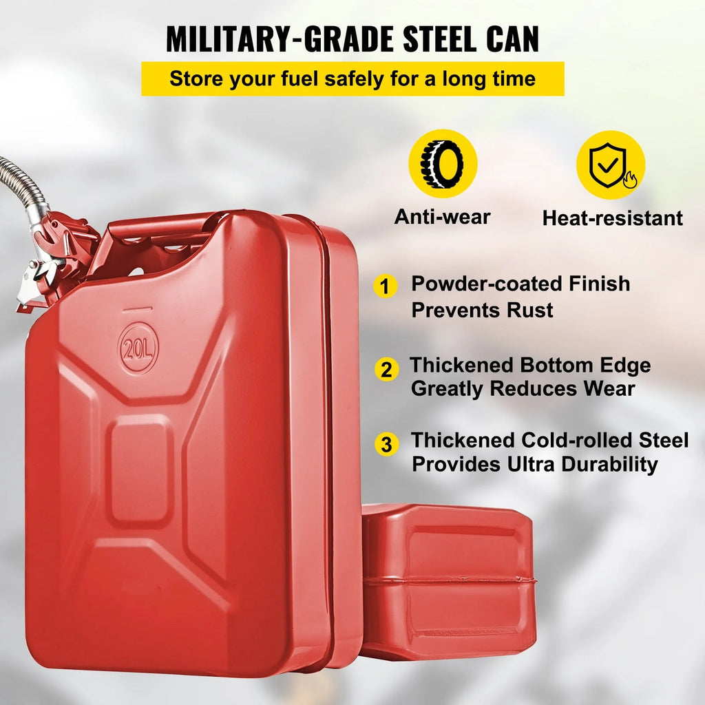 5.3 Gallon Portable Steel Fuel Can with Flexible Spout B420322