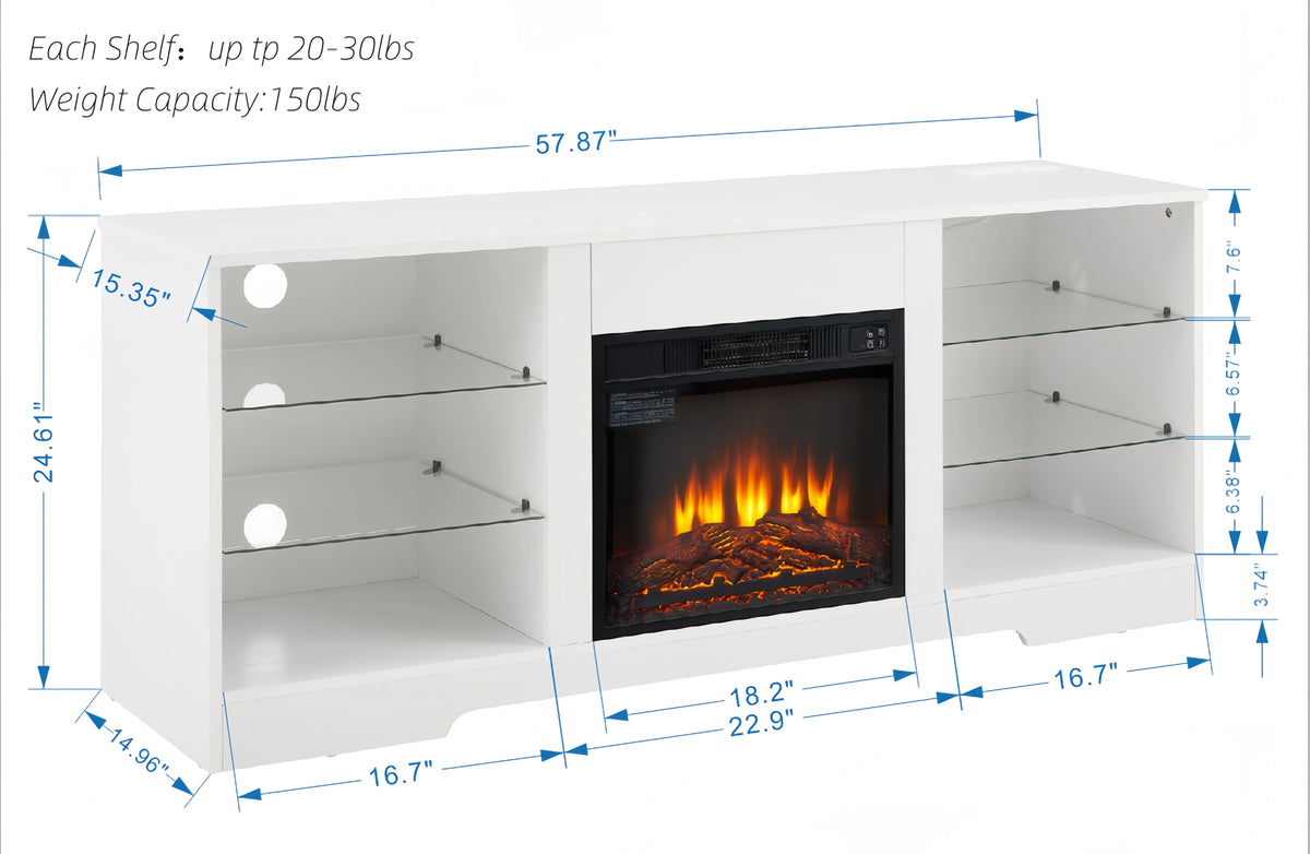 Brown 58 TV Stand with Fireplace C343342