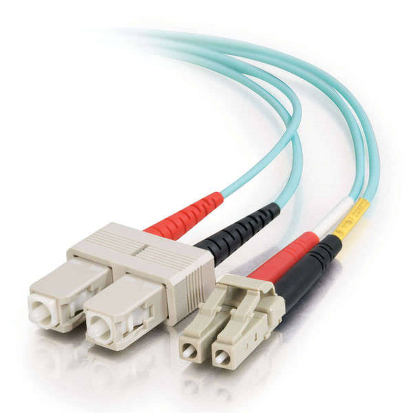 Aqua LC-SC Duplex Multimode Fiber Optic Cable Y7550
