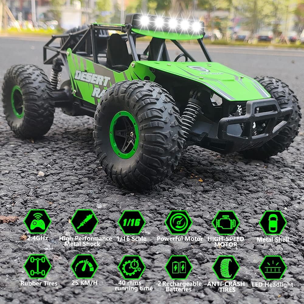Remote Control Car 1/16 Scale Off-Road Monster Truck Green E45806