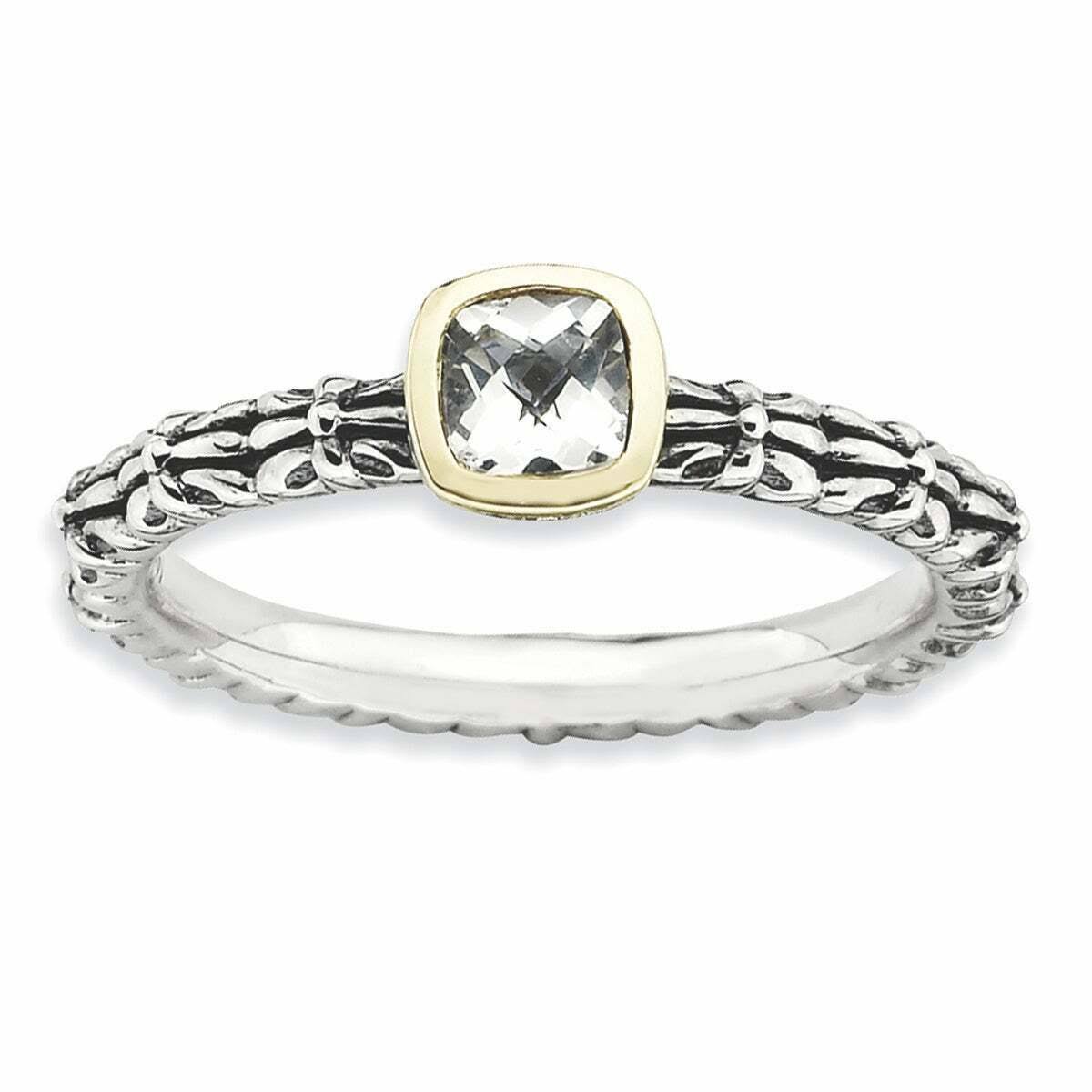 Sterling Silver & 14K Gold White Topaz Ring Z3856