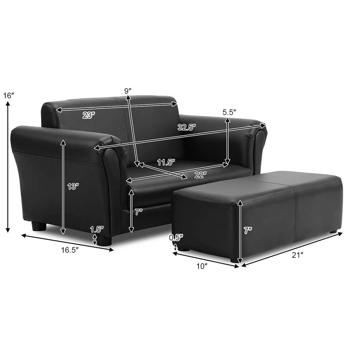 Kids Sofa Armrest Chair Couch Lounge in Black D192