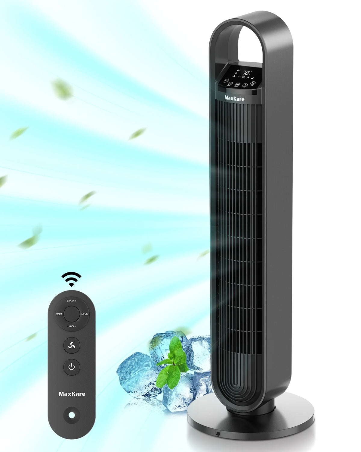 36in Tower Fan with Oscillation, Remote Control, 3 Speeds Q600125