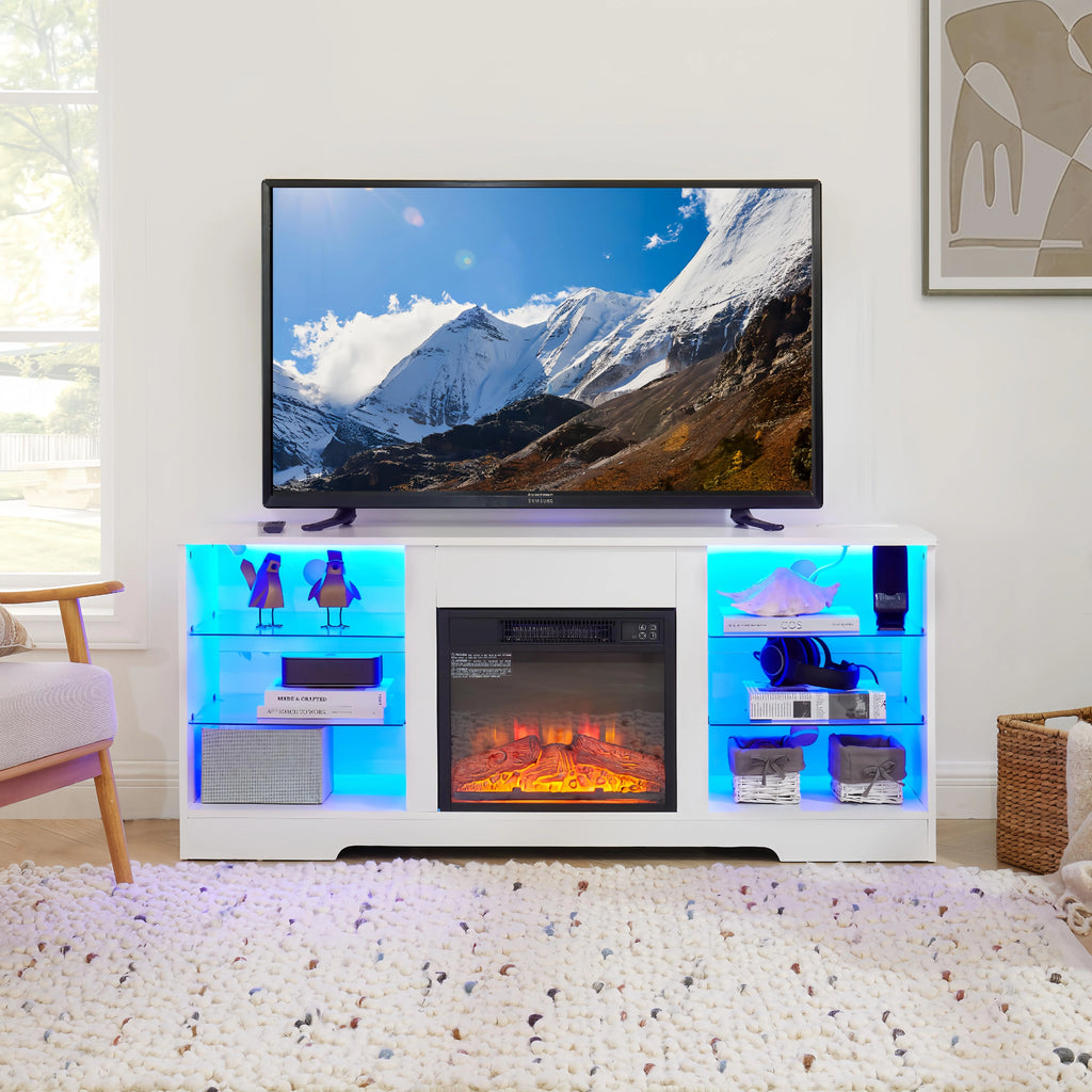 Brown 58 TV Stand with Fireplace C343342