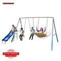 Metal Swing Set with LED Light up Saucer Swing, 2 Swings, and Blow Molded Slide Y102394