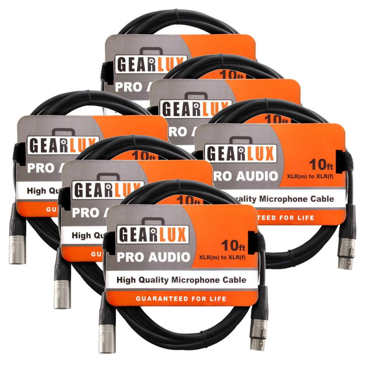 XLR Microphone Cable 10 Foot 6 Pack F44786