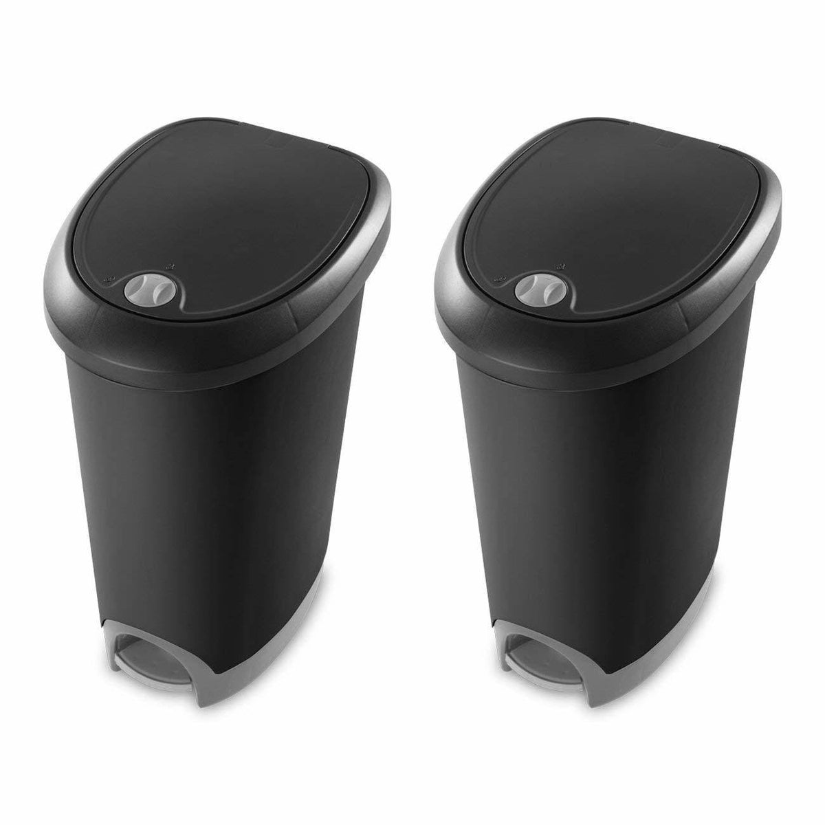 12.6 Gallon Locking StepOn Wastebasket Black 2 Pack Y55482