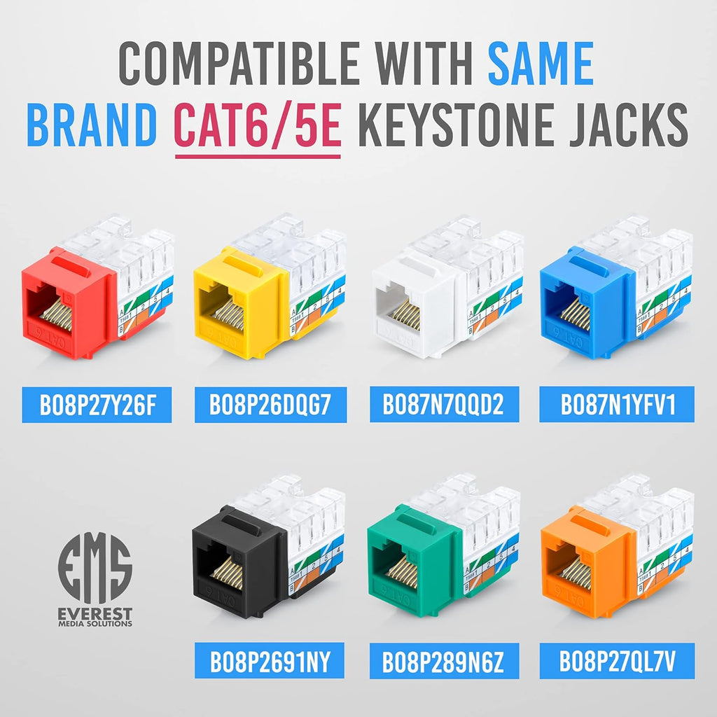RJ45 UTP Keystone Jack Termination Tool Set with 10 Blue & 10 White Cat6/5e Connectors G135