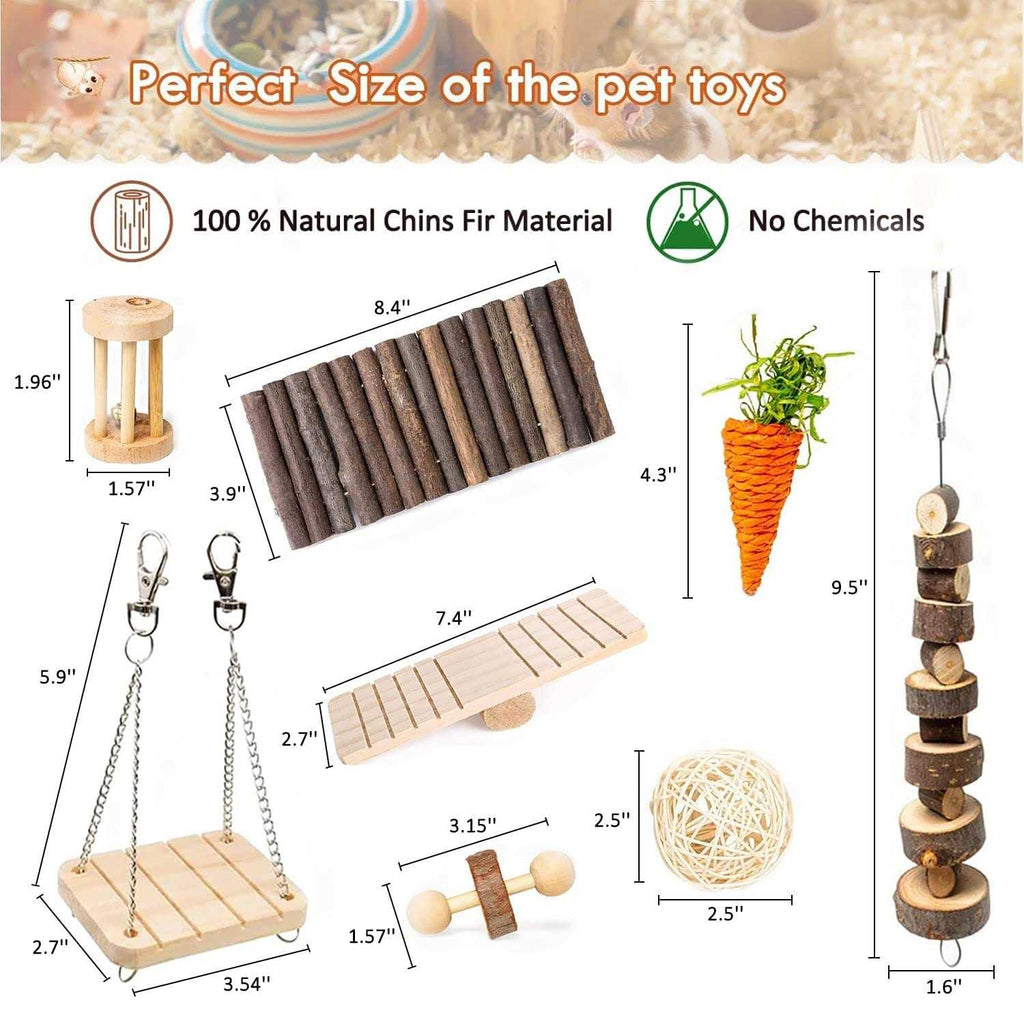 Hamster Chew Toys Set Small Animal Molar Teeth Care Wooden Accessories E23523