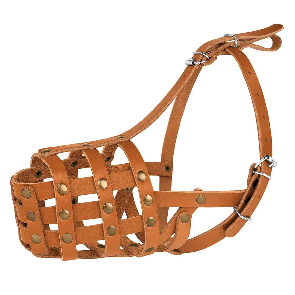 Leather Dog Muzzle Adjustable Breathable Medium Large Breeds Y144928