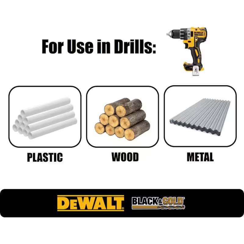 Black and Gold Twist Drill Bit Set 10-Piece R329